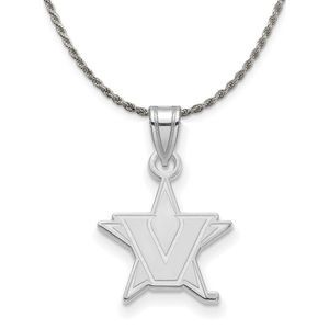 Sterling Silver Vanderbilt U. Large Initial V Necklace - 24 Inch